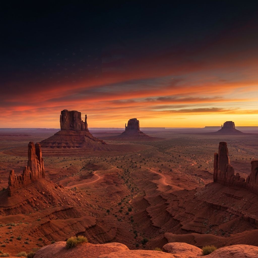 Western American landscape at sunset
